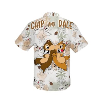 Chip n Dale Nuts Summer Tropical Print Disney Hawaiian Button Down Shirt Shorts Set Unisex Outfits 3