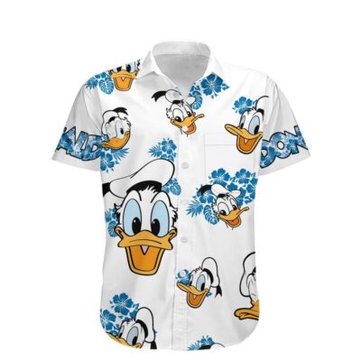Donald Duck Hibiscus Summer Tropical Print Disney Hawaiian Button Down Shirt Shorts Set Unisex Outfits 2