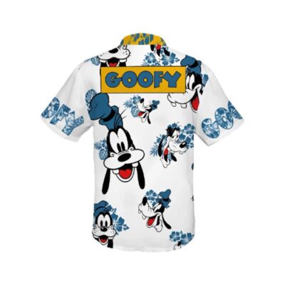 Goofy Dog Hibiscus Summer Tropical Print Disney Hawaiian Button Down Shirt Shorts Set Unisex Outfits 3