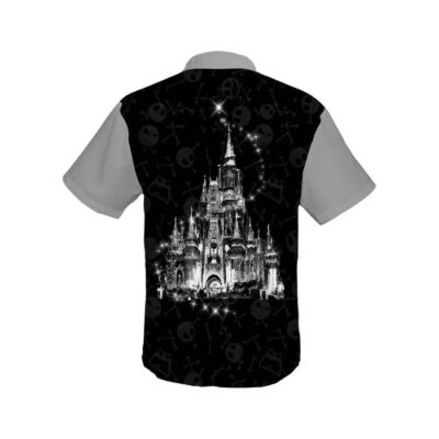 Jack Skellington Gray 50th Anniversary Glitter Castle Disney Hawaiian Summer Vacation Button Down Shirt Shorts Set Unisex Outfits 1