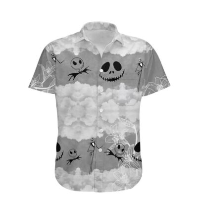 Jack Skellington Summer Tropical Print Disney Hawaiian Button Down Shirt Shorts Set Unisex Outfits 2