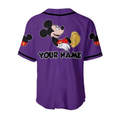 Mickey Mouse Black Purple Disney Unisex Cartoon Graphic Casual Outfits Custom Baseball Jersey 1