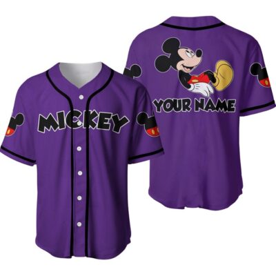 Mickey Mouse Black Purple | Disney Unisex Cartoon Graphic Casual Outfits | Custom Baseball Jersey