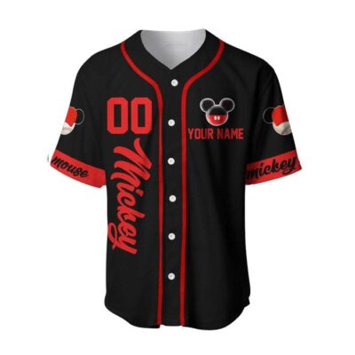 Mickey Mouse Red Black Disney Unisex Cartoon Graphic Casual Outfits Custom Baseball Jersey 1 1