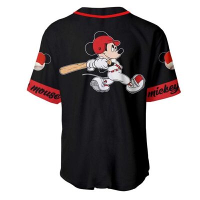 Mickey Mouse Red Black Disney Unisex Cartoon Graphic Casual Outfits Custom Baseball Jersey 2 1