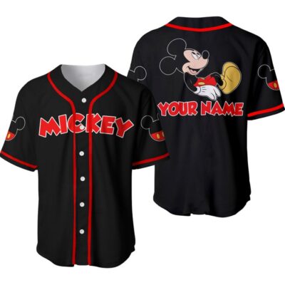 Mickey Mouse Red Black | Disney Unisex Cartoon Graphic Casual Outfits | Custom Baseball Jersey