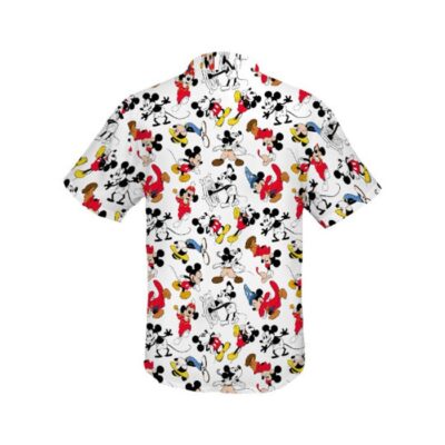 Mickey Mouse Red White Yellow Patterns Summer Disney Hawaiian Button Down Shirt Shorts Set Unisex Outfits 3