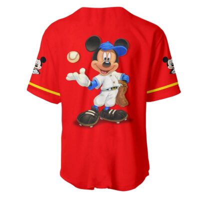 Mickey Mouse Red Yellow Disney Unisex Cartoon Graphic Casual Outfits Custom Baseball Jersey 2