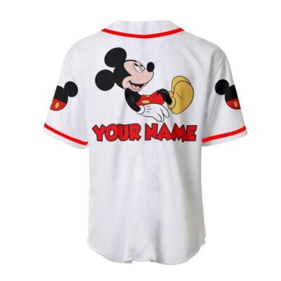 Mickey Mouse White Red Disney Unisex Cartoon Graphic Casual Outfits Custom Baseball Jersey 1