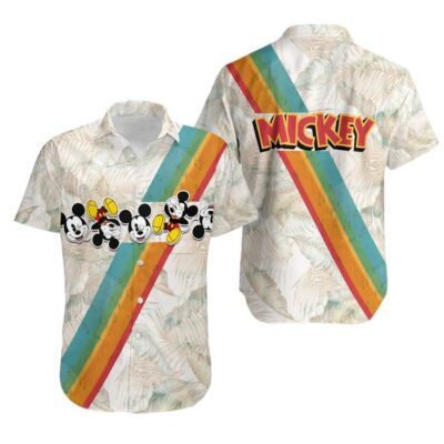 Mickey Rainbow Stripe Summer Tropical Print Disney Hawaiian Button Down Shirt Shorts Set Unisex Outfits 1 Mickey Rainbow Stripe Summer Tropical Print Disney Hawaiian Button Down Shirt Shorts Set Unisex Outfits 1