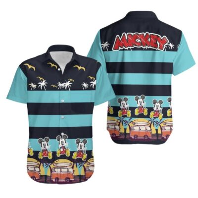 Mickey Sketch Stripe Summer Tropical Print Disney Hawaiian Button Down Shirt Shorts Set Unisex Outfits 1 Mickey Sketch Stripe Summer Tropical Print Disney Hawaiian Button Down Shirt Shorts Set Unisex Outfits 1