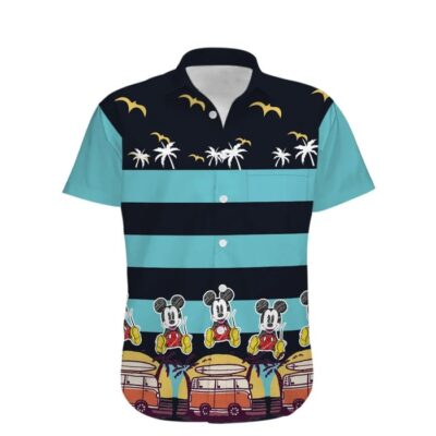 Mickey Sketch Stripe Summer Tropical Print Disney Hawaiian Button Down Shirt Shorts Set Unisex Outfits 2 Mickey Sketch Stripe Summer Tropical Print Disney Hawaiian Button Down Shirt Shorts Set Unisex Outfits 2