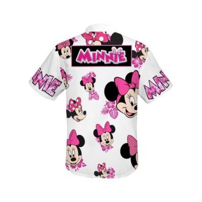 Minnie Mouse Floral Summer Tropical Print Disney Hawaiian Button Down Shirt Shorts Set Unisex Outfits 3