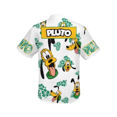 Pluto Dog Hibiscus Summer Tropical Print Disney Hawaiian Button Down Shirt Shorts Set Unisex Outfits 3