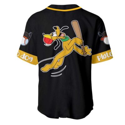 Pluto Dog Yellow Black Disney Unisex Cartoon Graphic Casual Outfits Custom Baseball Jersey 2