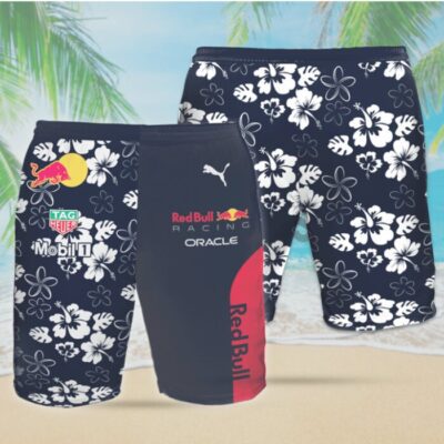Red Bull Racing Oracle Hawaiian Beach Set Racing Mens Hawaiian Beach Set Hawaiian Shirt and Short For Summer 2