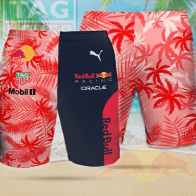 Red Bull Racing Oracle Red Hawaiian Beach Set Racing Mens Hawaiian Beach Set Hawaiian Shirt and Short For Summer 2