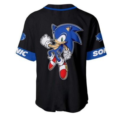 Sonic The Hedgehog Black Blue Disney Unisex Cartoon Graphic Casual Outfits Custom Baseball Jersey 2