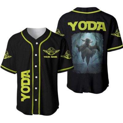 Star War Baby Yoda Floating Black | Disney Unisex Cartoon Graphic Casual Outfits | Custom Baseball Jersey