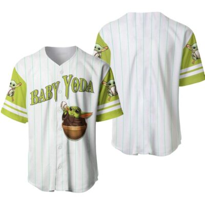 Star War Baby Yoda White Lime Green | Disney Unisex Cartoon Graphic Casual Outfits | Custom Baseball Jersey 1 Star War Baby Yoda White Lime Green Disney Unisex Cartoon Graphic Casual Outfits Custom Baseball Jersey 1