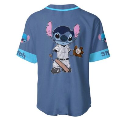 Stitch Baby Denim Blue Disney Unisex Cartoon Graphic Casual Outfits Custom Baseball Jersey 2