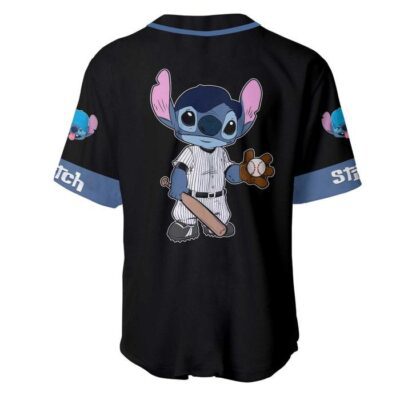 Stitch Blue Black Disney Unisex Cartoon Graphic Casual Outfits Custom Baseball Jersey 2