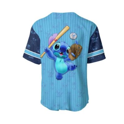 Stitch Blue Purple Patterns Disney Unisex Cartoon Graphic Casual Outfits Custom Baseball Jersey 2