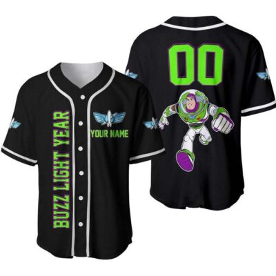 Toy Story Buzz Light Year Green Black | Disney Unisex Cartoon Graphic Casual Outfits | Custom Baseball Jersey