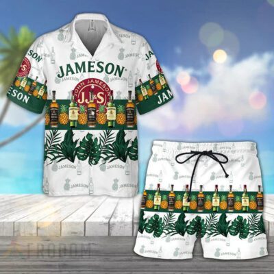 Tropical Pineapple Jameson Whiskey Hawaiian Shirt And Shorts Set