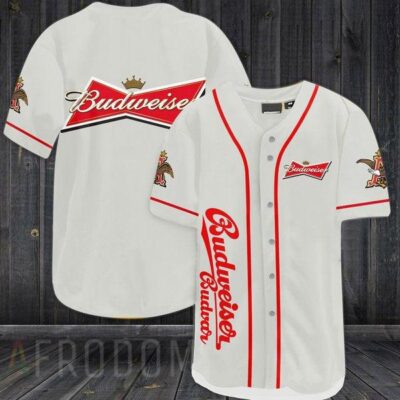 White Budweiser Beer Baseball Jersey