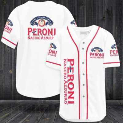 White Peroni Nastro Azzurro Beer Baseball Jersey