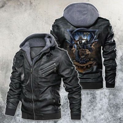 Angel Of Death Skull Motorcycle Rider Black Brown Red Leather Jacket With Removable Hood For Mens Motorcycle Biking Racer LJ4535