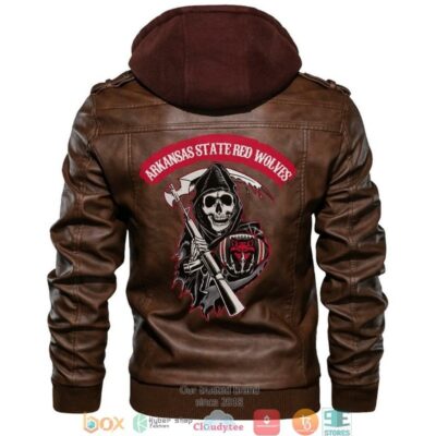Arkansas State Red Wolves NCAA Football Sons Of Anarchy Brown Motorcycle Leather Jacket LJ0401