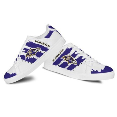 Baltimore Ravens Low Top Leather Stan Smith Shoes - White Sole SST1584 2 Sneaker For Fans - White Sole