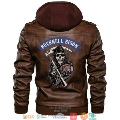 Bucknell Bison NCAA Football Sons Of Anarchy Brown Motorcycle Leather Jacket LJ0621