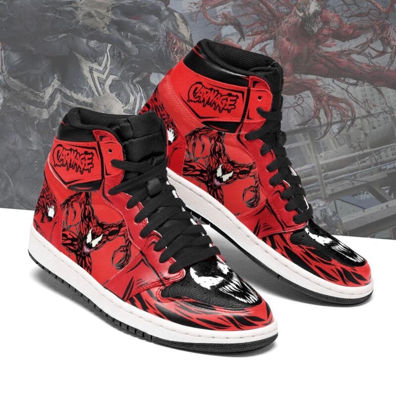 Carnage Symbiote White Face Air Jordan 1 High Top Sneakers Custom Shoes 1