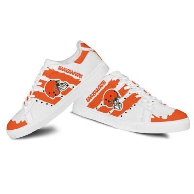 Cleveland Browns Low Top Leather Stan Smith Shoes - White Sole SST1586 2 Sneaker For Fans - White Sole