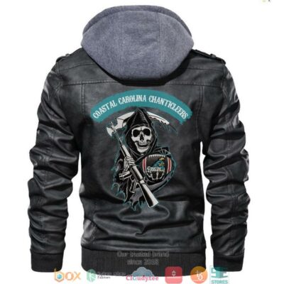 Coastal Carolina Chanticleers NCAA Football Sons Of Anarchy Black Motorcycle Leather Jacket LJ0929