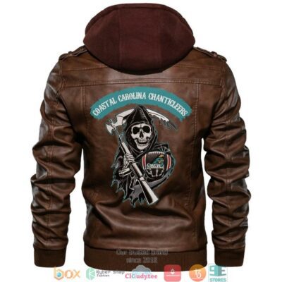 Coastal Carolina Chanticleers NCAA Football Sons Of Anarchy Brown Motorcycle Leather Jacket LJ0930
