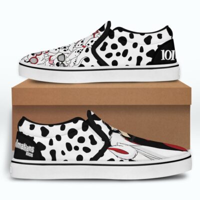 Cruella de Vil 101 Dalmantian Dogs Patterns Disney Graphic Cartoon Unisex Slip On Low Top Canvas Shoes 5