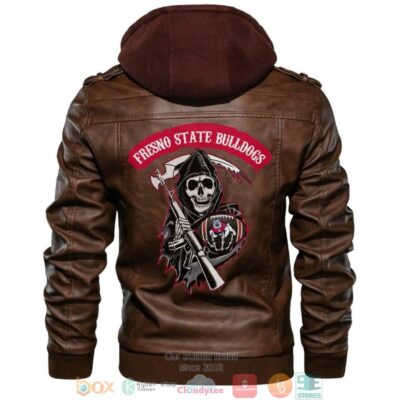 Fresno State Bulldogs NCAA Football Sons Of Anarchy Brown Leather Jacket LJ1249