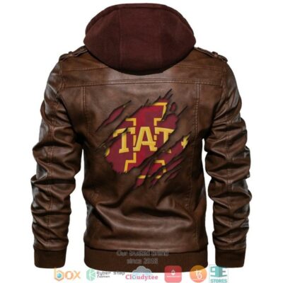Iowa State Cyclones NCAA Brown Motorcycle Leather Jacket LJ1465