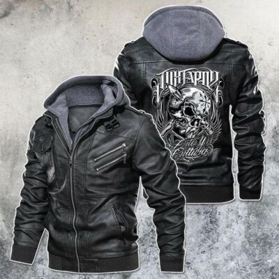 Italian Skull Monster Black Brown Red Leather Jacket With Removable Hood For Mens Motorcycle Biking Racer LJ4544
