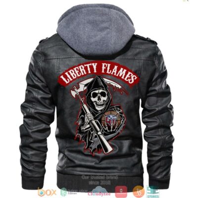 Liberty Flames NCAA Basketball Sons Of Anarchy Black Motorcycle Leather Jacket LJ1632