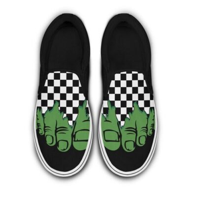 Marvel Hulk Green Black White Patterns Disney Graphic Cartoon Unisex Slip On Low Top Canvas Shoes
