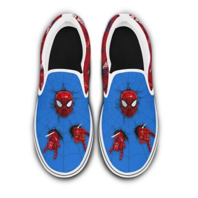 Marvel Spiderman Blue Red Patterns Disney Graphic Cartoon Unisex Slip On Low Top Canvas Shoes 4