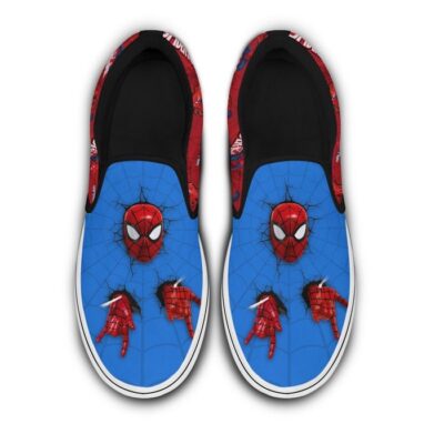 Marvel Spiderman Blue Red Patterns Disney Graphic Cartoon Unisex Slip On Low Top Canvas Shoes 5