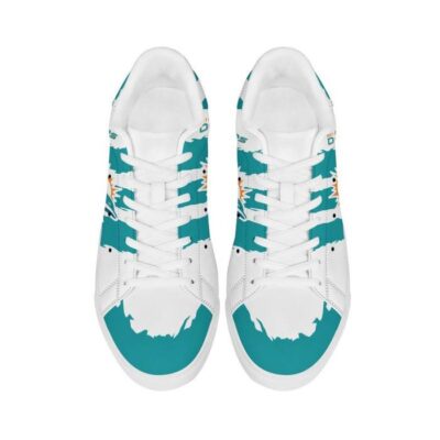 Miami Dolphins Low Top Leather Stan Smith Shoes - White Sole SST1568 3 Miami Dolphins Low Top Leather Skate Shoes Tennis Shoes Sneaker For Fans White Sole 3