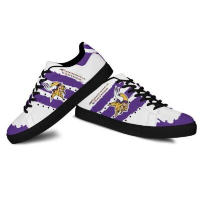 Minnesota Vikings Low Top Leather Stan Smith Shoes - Black Sole SST1640 2 Sneaker For Fans - Black Sole