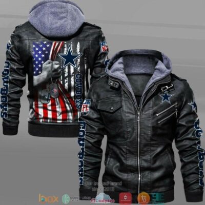 NFL Dallas Cowboys hold American flag 2d Leather Jacket LJ1981